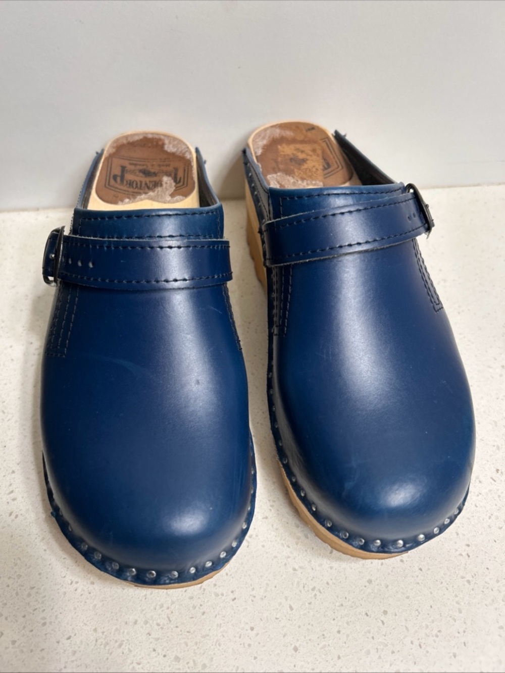 Troentorp Blue Leather Clog Shoes Sweden Size 37 - Picture 3 of 11
